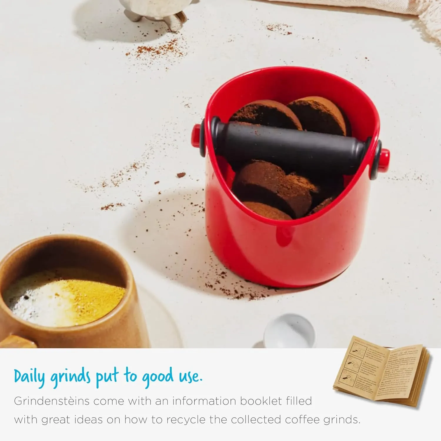 Dreamfarm Grindenstèin Sturdy, Compact, Modern Space-Saving Espresso Coffee Grind Knock Box - Red