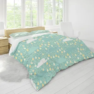 Duvet Cover Twin Size, Duvet Cover Set for Woman Girls, 4 Piece Cute Snowflake Bear Raindrop Cloud Flower Fish Cartoon Pattern Microfiber Bedding Set with 2 Pillowcases (B, Twin)