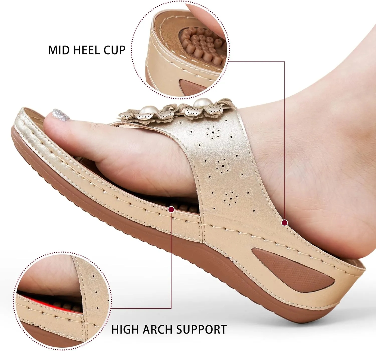 Ecetana Womens Sandals Platform Wedge: Comfortable Dressy Casual Summer Beach Shoes Slides Walking Flip Flops for Women