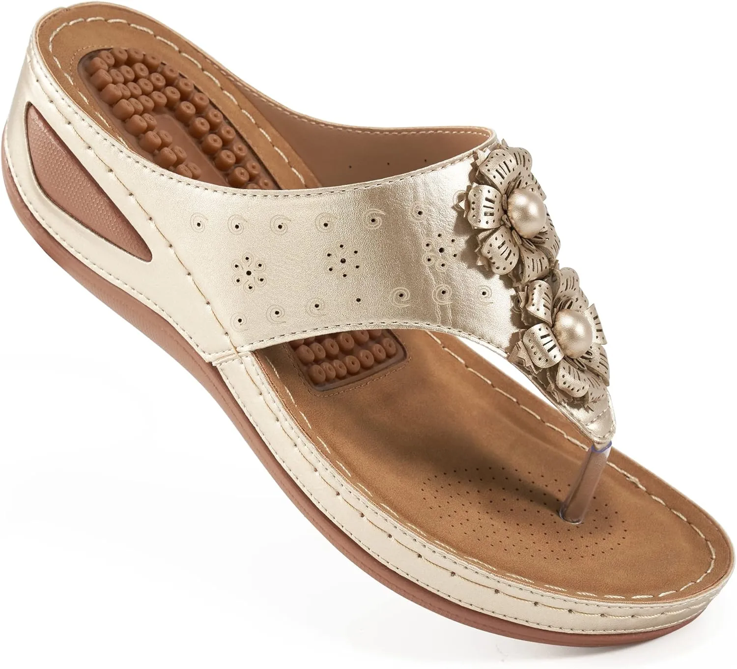Ecetana Womens Sandals Platform Wedge: Comfortable Dressy Casual Summer Beach Shoes Slides Walking Flip Flops for Women