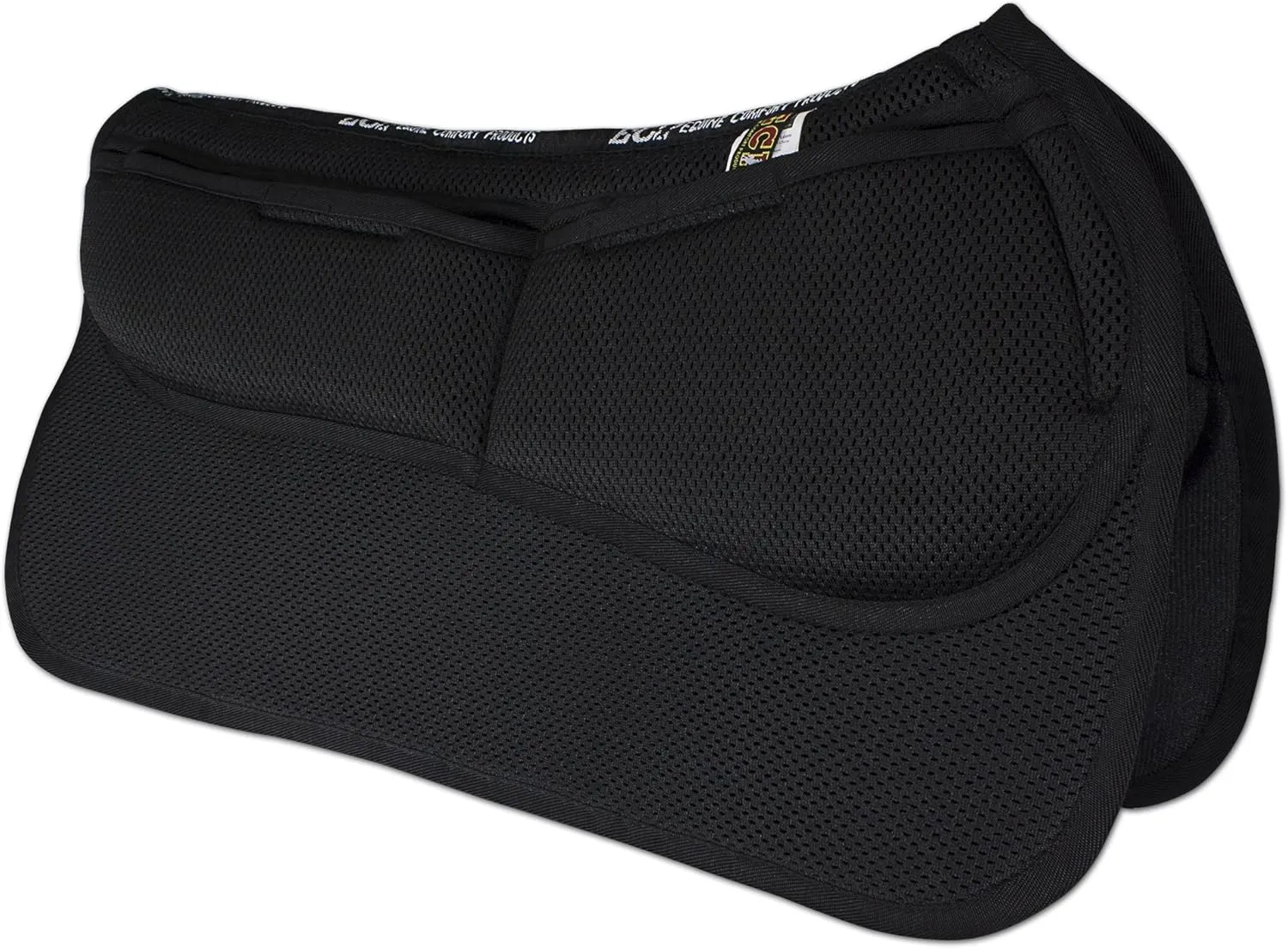 ECP Equine Comfort Products Non-Slip Breathable 3D Mesh Western Saddle Pad with Adjustable Memory Foam for Impact Protection & Saddle Fit, Lightweight & Ventilated for Horse Comfort, Black