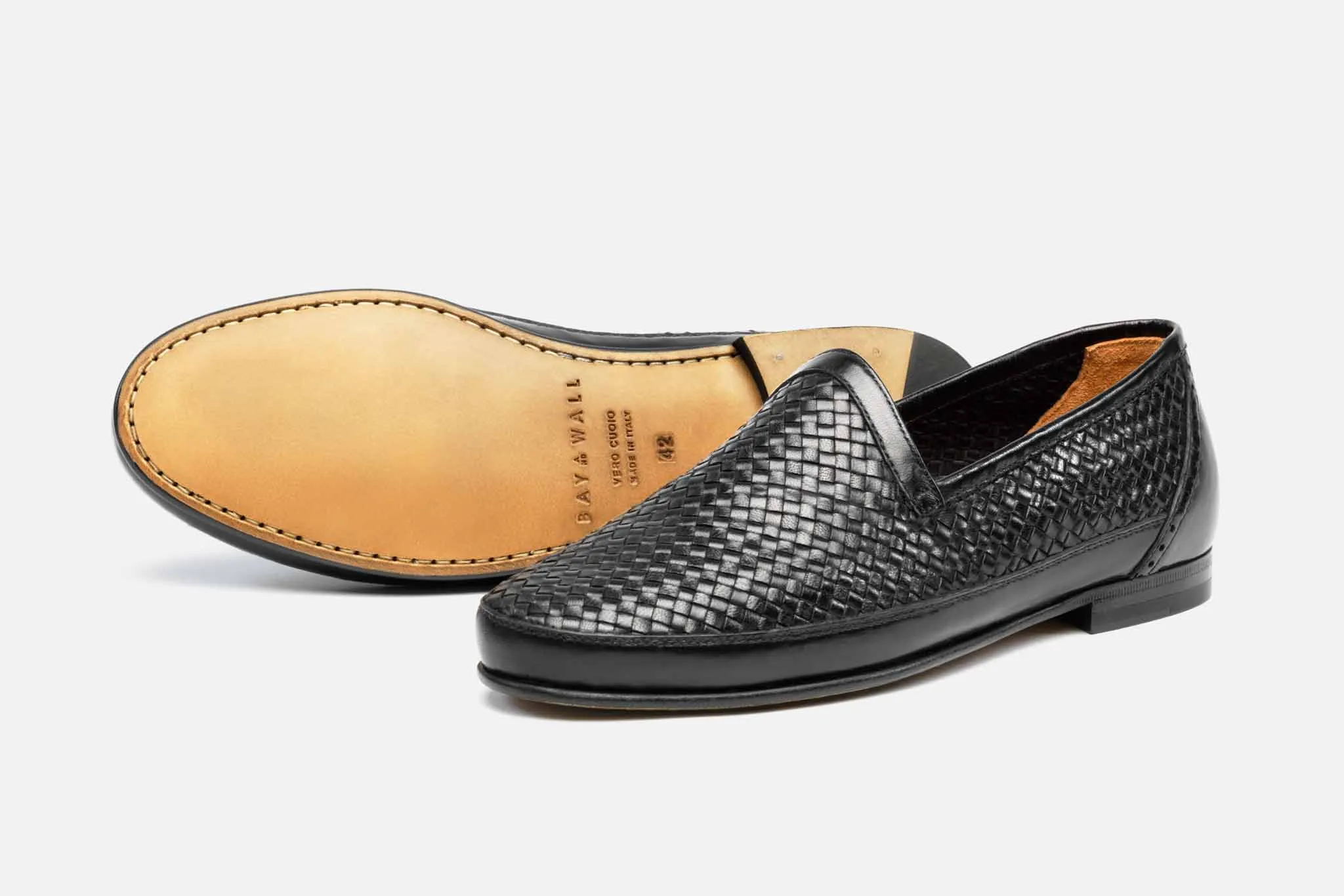 Einar loafer, black woven leather
