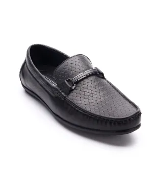 Embossed Step Moccasins - Black
