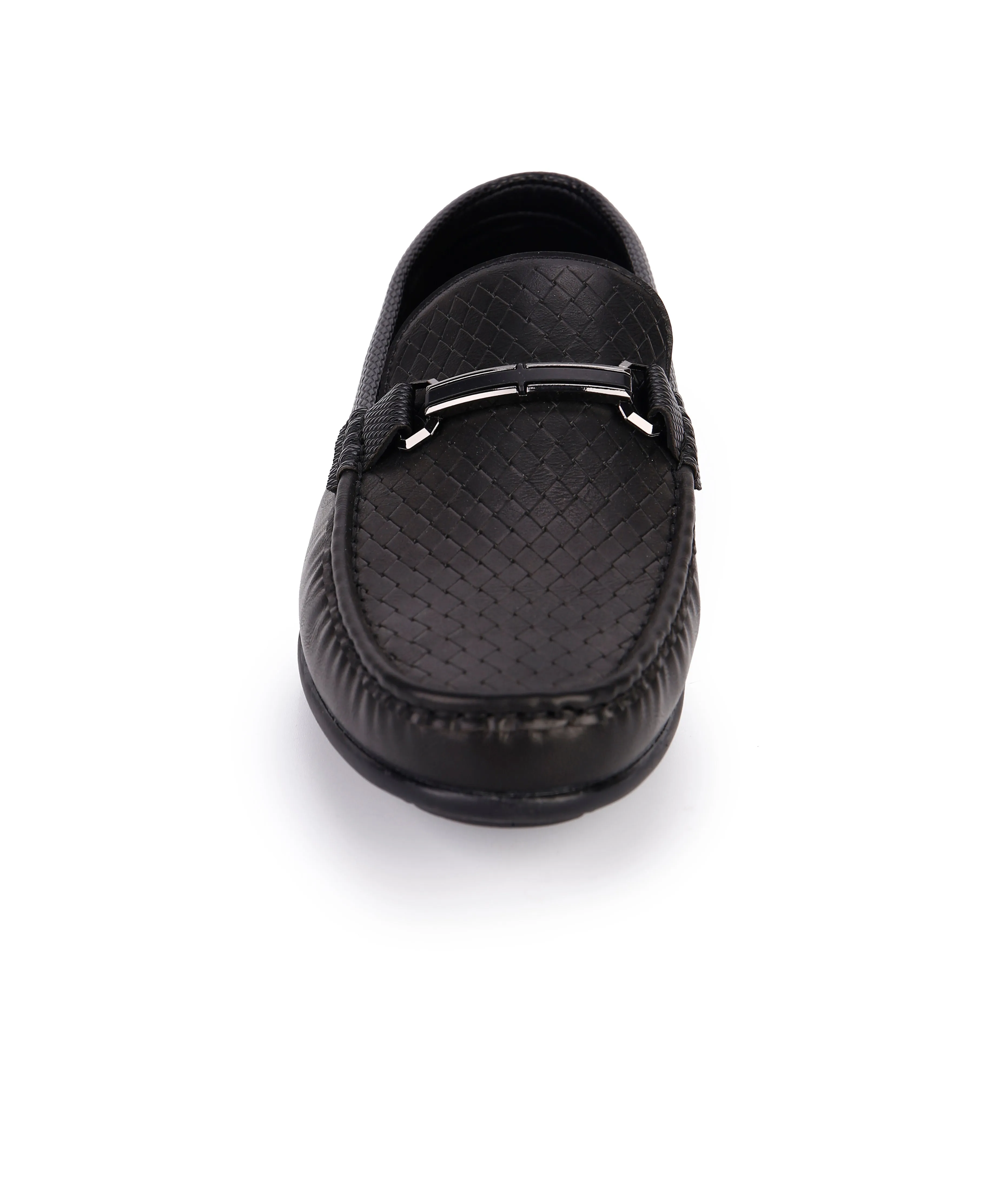 Embossed Step Moccasins - Black