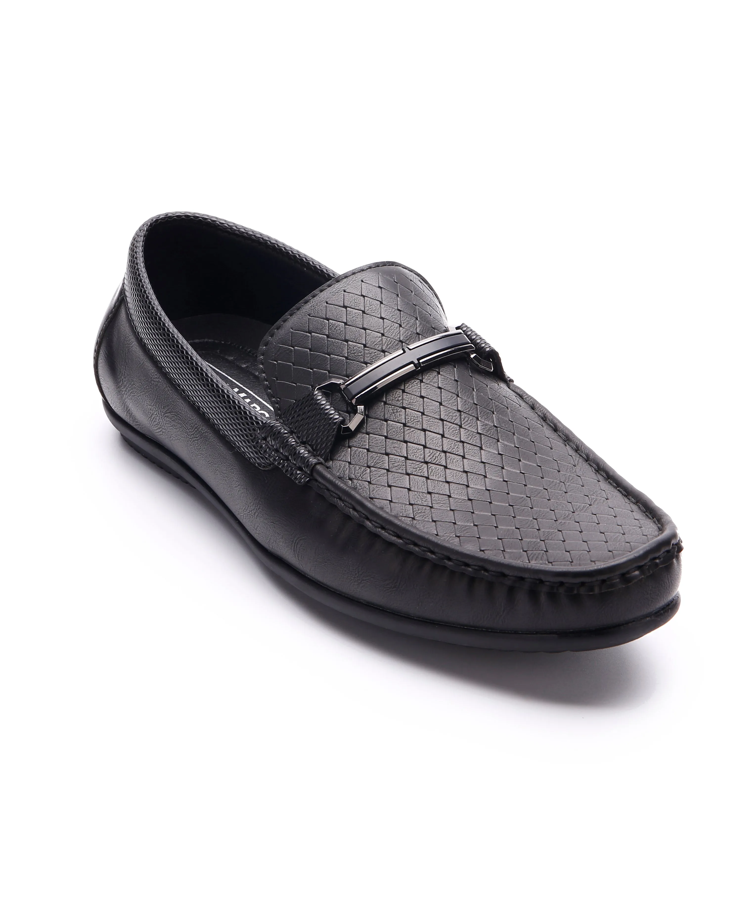 Embossed Step Moccasins - Black