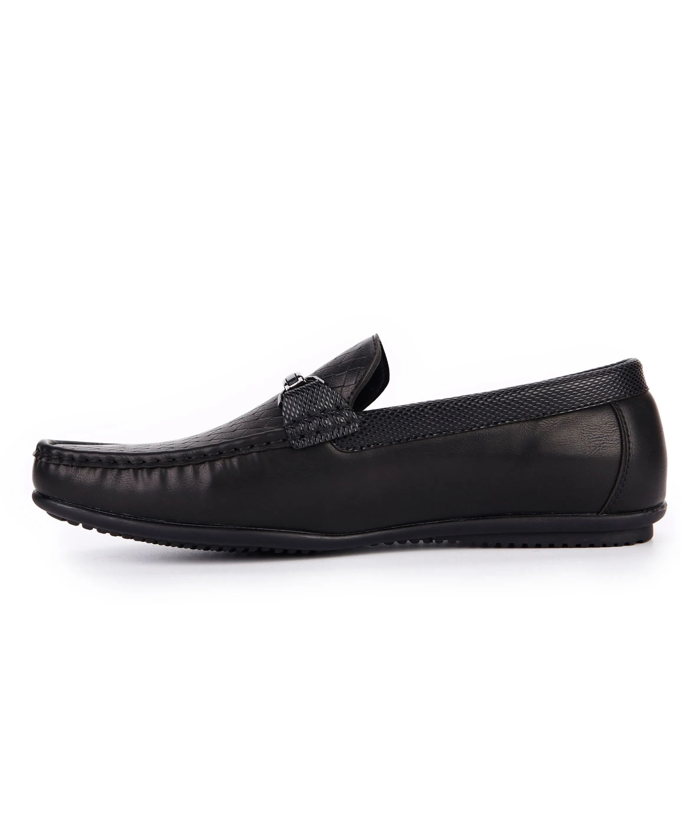 Embossed Step Moccasins - Black