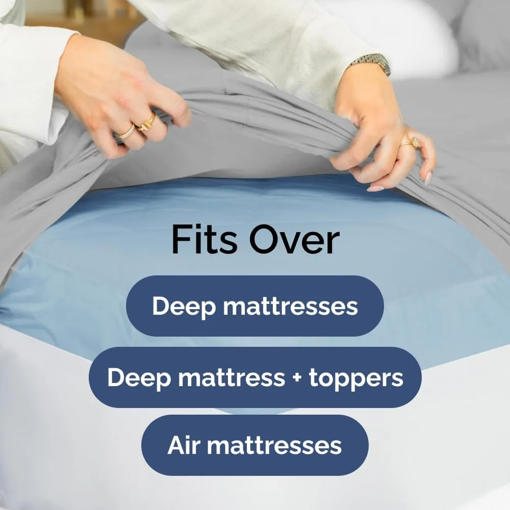 Extra Deep King Sheet Set - 6 Piece Breathable & Cooling Sheets - Hotel Luxury Bedding Set with 18-24 Inch Extra Deep Pockets - Easy Fit - Super Soft, Wrinkle Free and Comfy - French Grey, King Size
