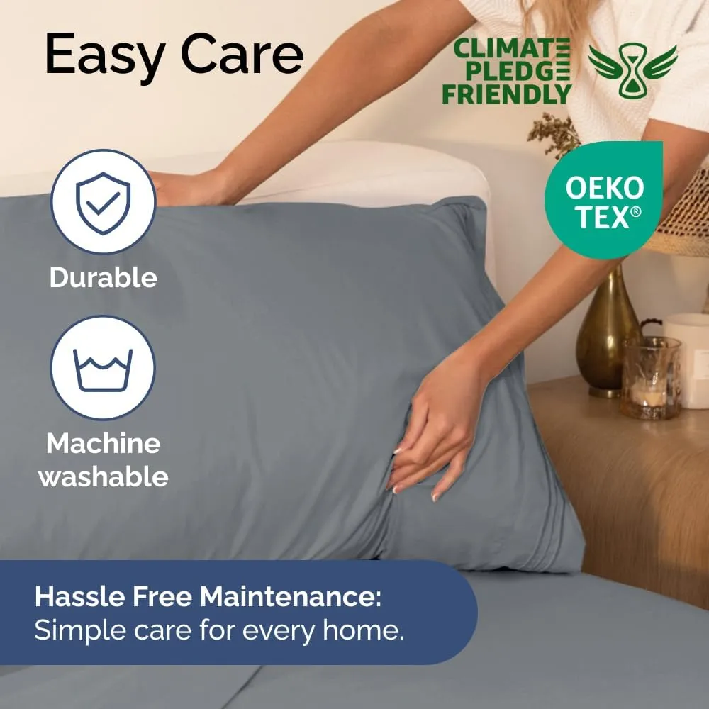 Extra Deep Twin Sheet Set - 4 Piece Breathable & Cooling Sheets - Hotel Luxury Bedding Set with 18-24 Inch Extra Deep Pockets - Easy Fit - Super Soft, Wrinkle Free and Comfy - Steel Blue, Twin Size