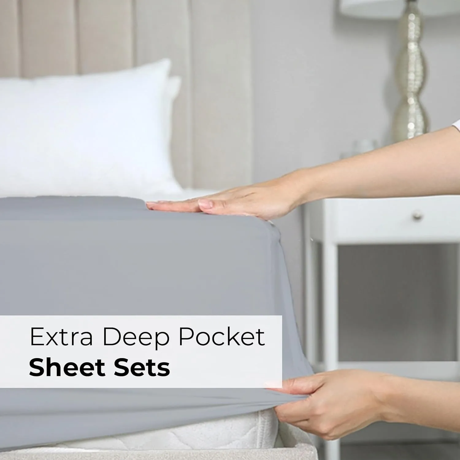 Extra Deep Twin Sheet Set - 4 Piece Breathable & Cooling Sheets - Hotel Luxury Bedding Set with 18-24 Inch Extra Deep Pockets - Easy Fit - Super Soft, Wrinkle Free and Comfy - Steel Blue, Twin Size
