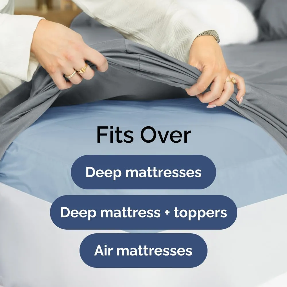 Extra Deep Twin Sheet Set - 4 Piece Breathable & Cooling Sheets - Hotel Luxury Bedding Set with 18-24 Inch Extra Deep Pockets - Easy Fit - Super Soft, Wrinkle Free and Comfy - Steel Blue, Twin Size