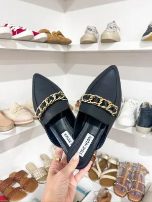 Faine Black Leather Mule