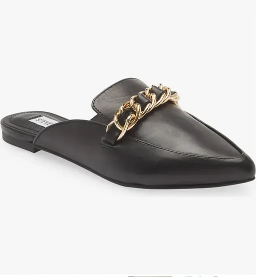Faine Black Leather Mule