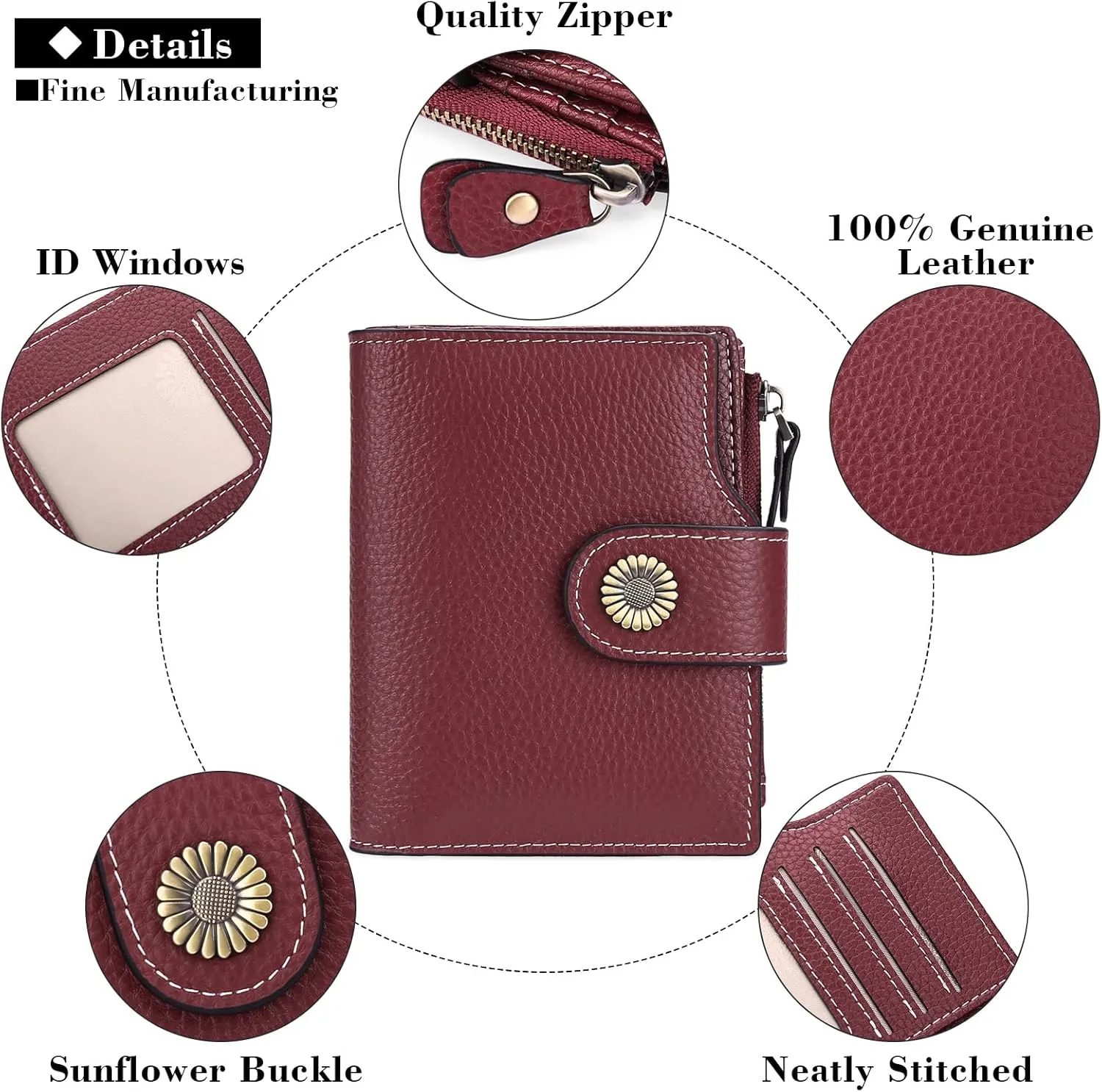 FALAN MULE Small Wallet for Women Leather Bifold Compact Small Womens Wallet with RFID Blocking