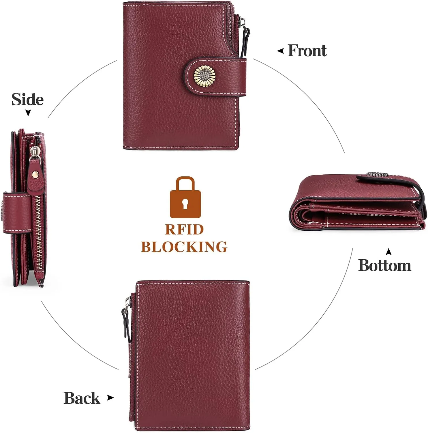FALAN MULE Small Wallet for Women Leather Bifold Compact Small Womens Wallet with RFID Blocking