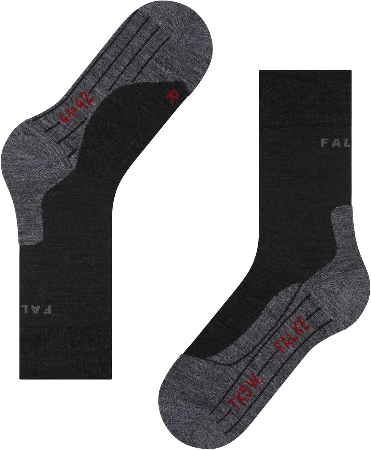 FALKE Men's TK5 Wander Hiking Socks, Crew Length, Light Padding, Athletic Sock, Breathable Quick Dry, Merino Wool, 1 Pair