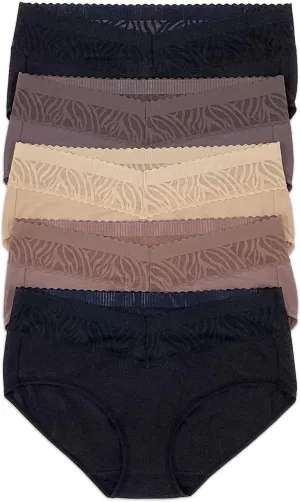 Felina Womens 5 Pack Stay In Place Mid-Rise Lace Hipster