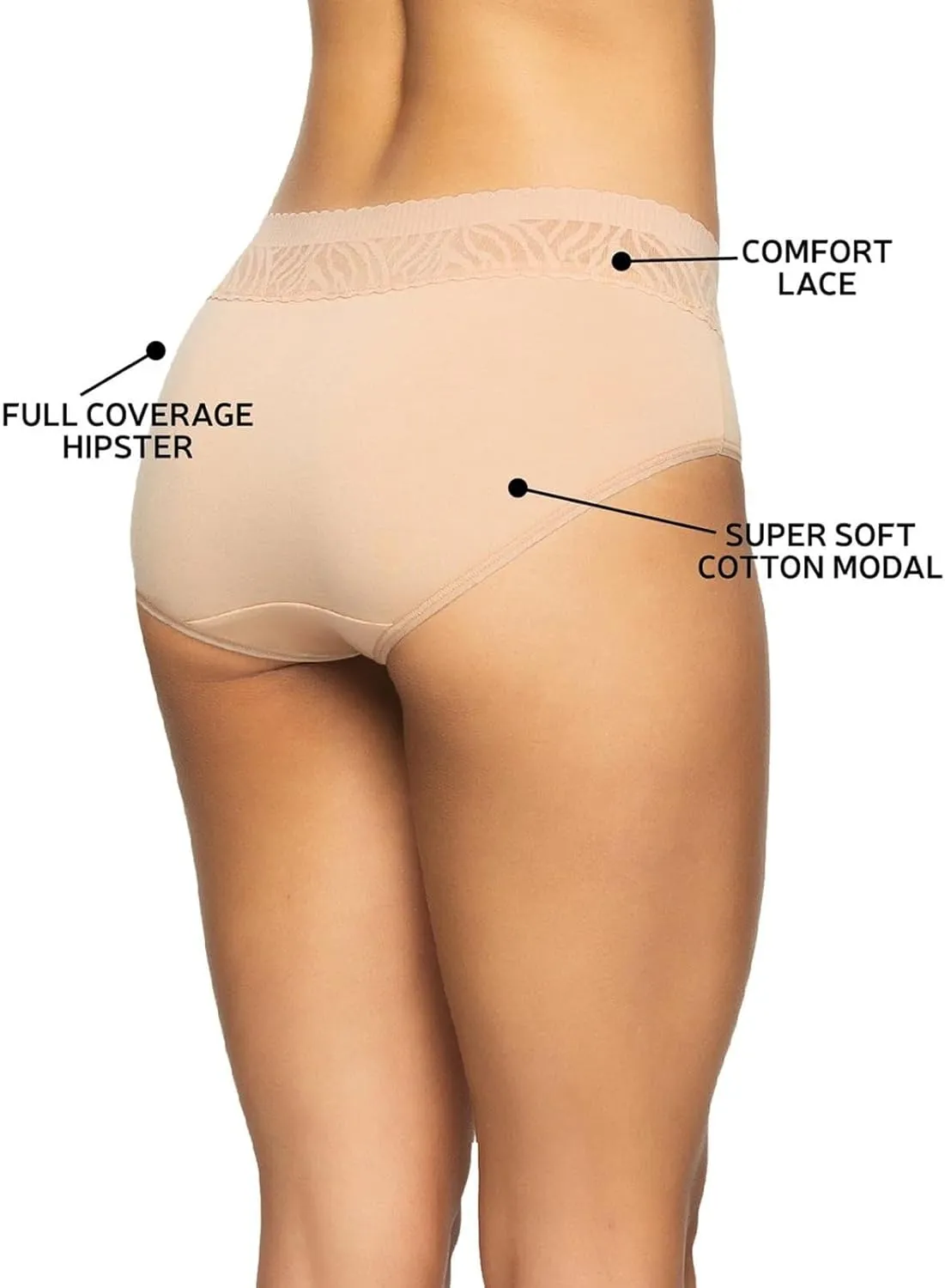Felina Womens 5 Pack Stay In Place Mid-Rise Lace Hipster