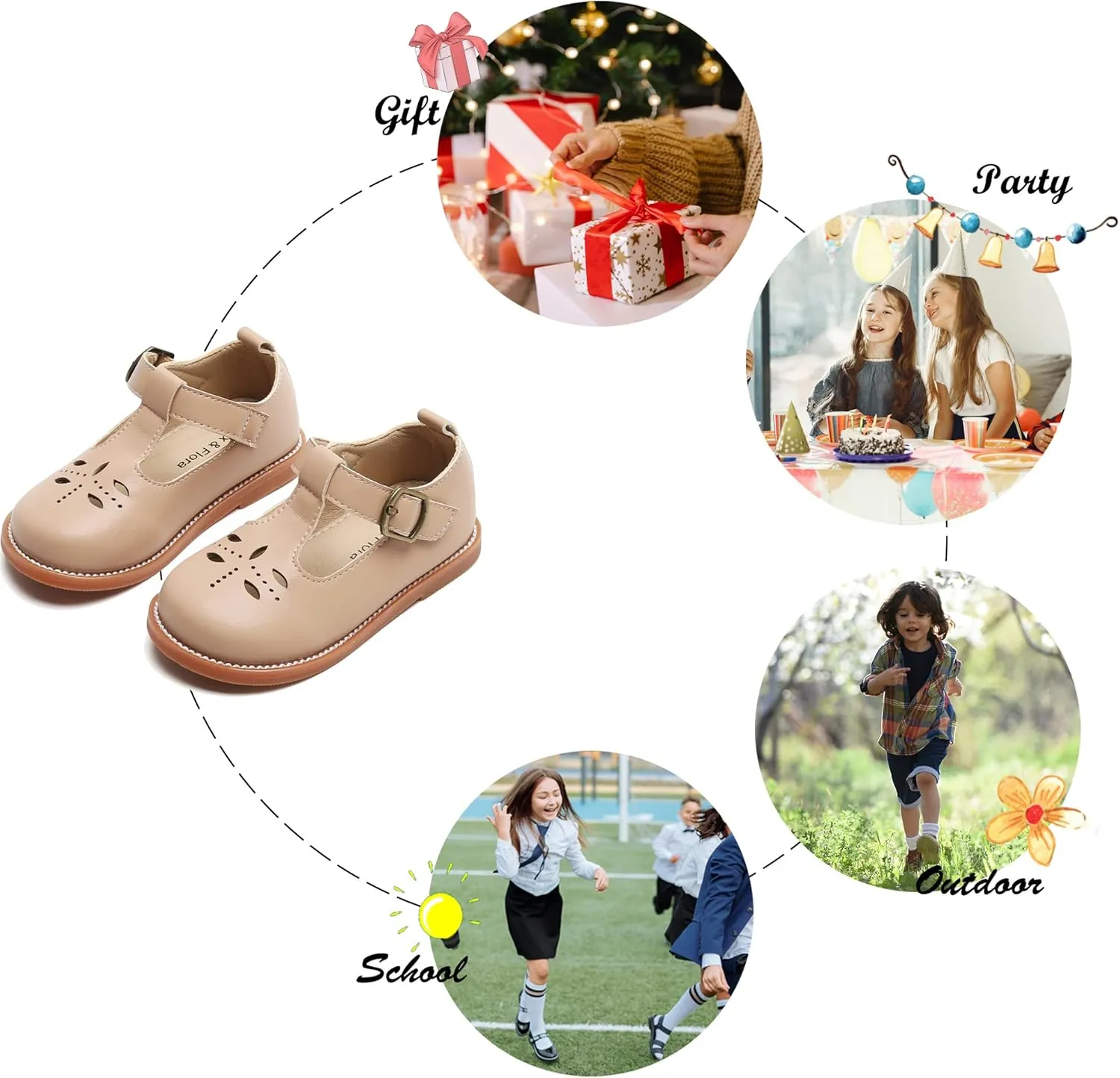 Felix & Flora Toddler Little Girl Mary Jane Dress Shoes - Ballet Flats for Easter Flower Girl Party School Shoes.