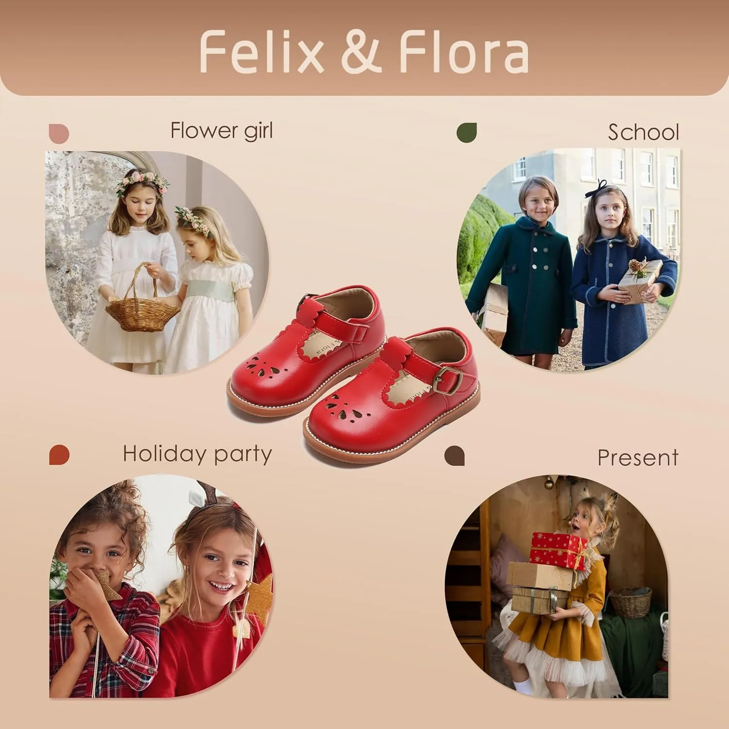 Felix & Flora Toddler Little Girl Mary Jane Dress Shoes - Ballet Flats for Girl Party School Shoes