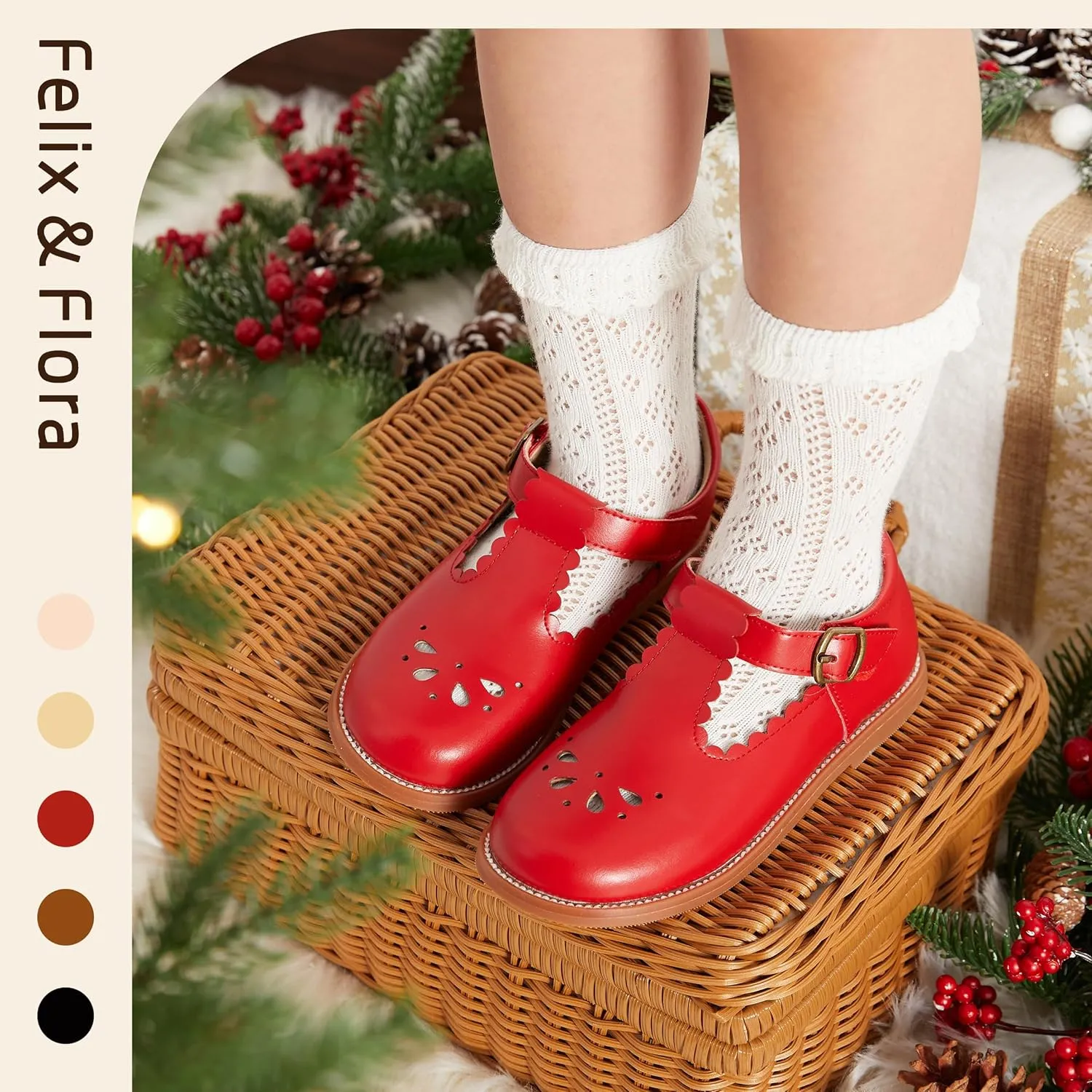 Felix & Flora Toddler Little Girl Mary Jane Dress Shoes - Ballet Flats for Girl Party School Shoes