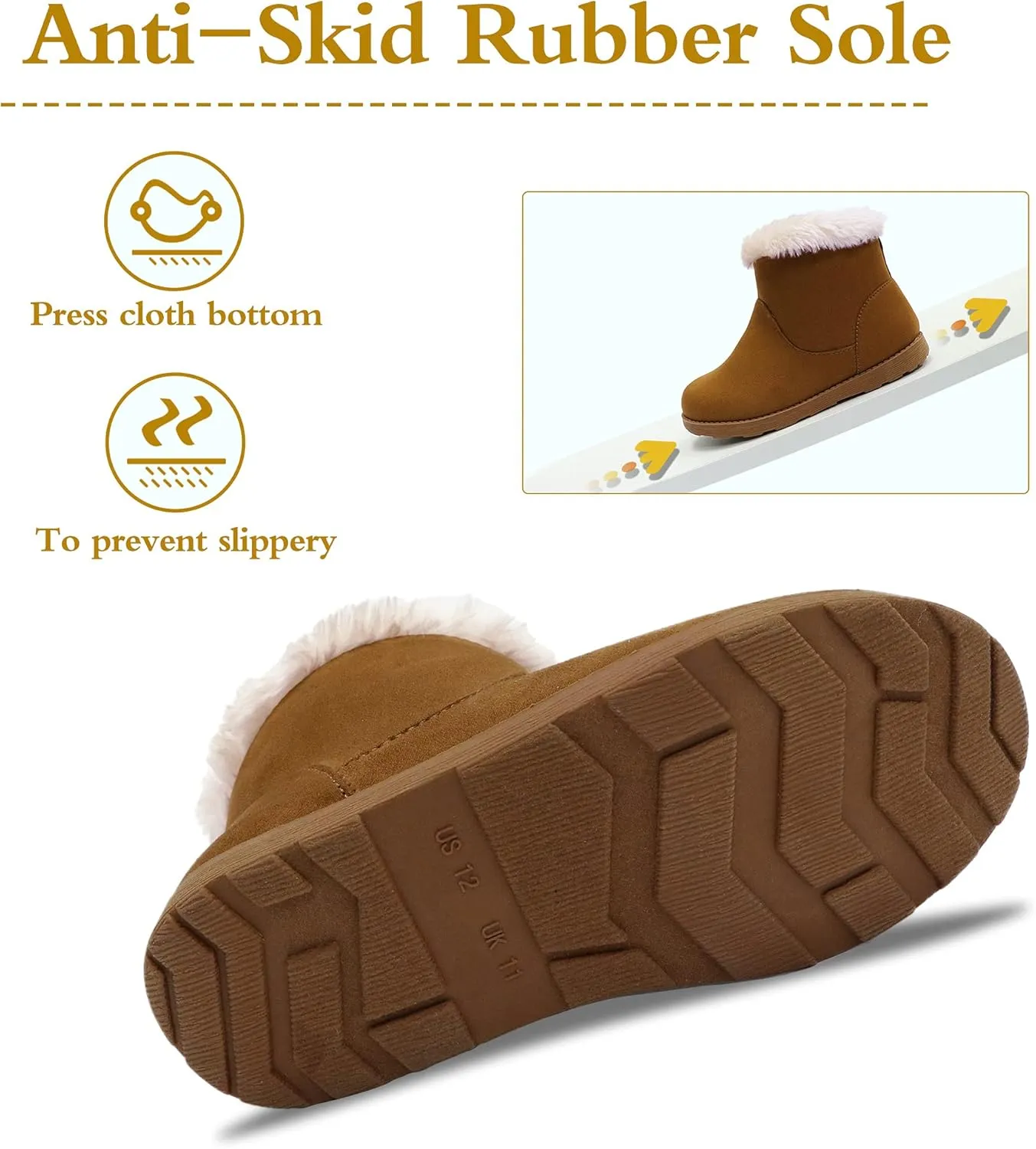 festooning Girls & Toddler' Faux Fur Shearling Style Boots, Girls Warm Winter Flat Non-Slip Zip Snow Boots for Indoor Outdoor(Toddler/Little Kid/Big Kid)