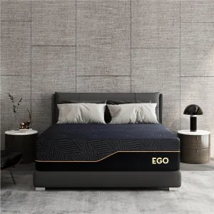 Firm King 14 Inch Memory Foam Mattress in a Box, Cooling Knit Fabric Cover, Copper Memory Foam, Made in The USA of US Foam, CertiPUR-US Certified, 76”x80”, Black