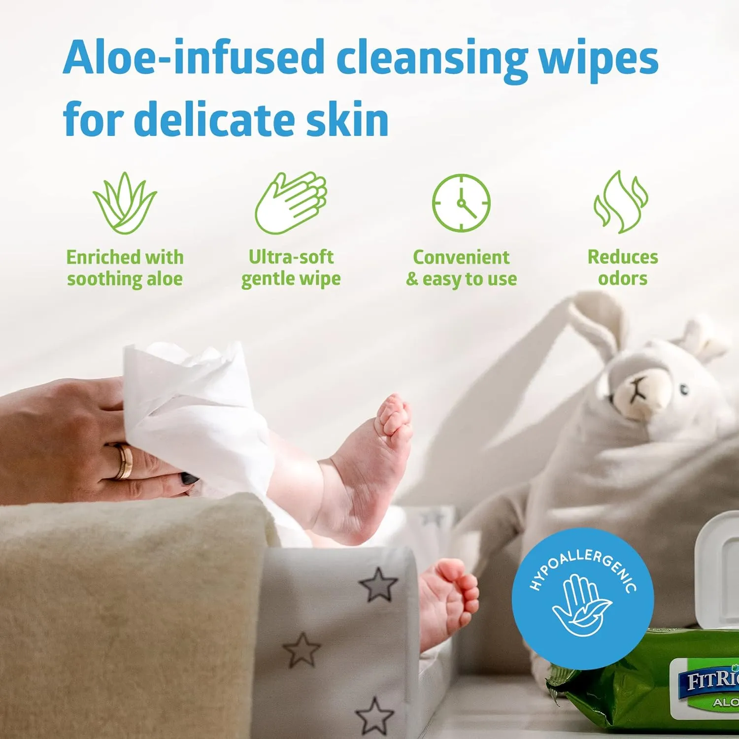 FitRight Personal Cleansing Wipes with Aloe (8x10 inch) | 600 Pieces Moisturizing Body Wipes for Adults Bathing and Incontinence Cleaning | Unscented Cloth Adult Wipes for Elderly Care