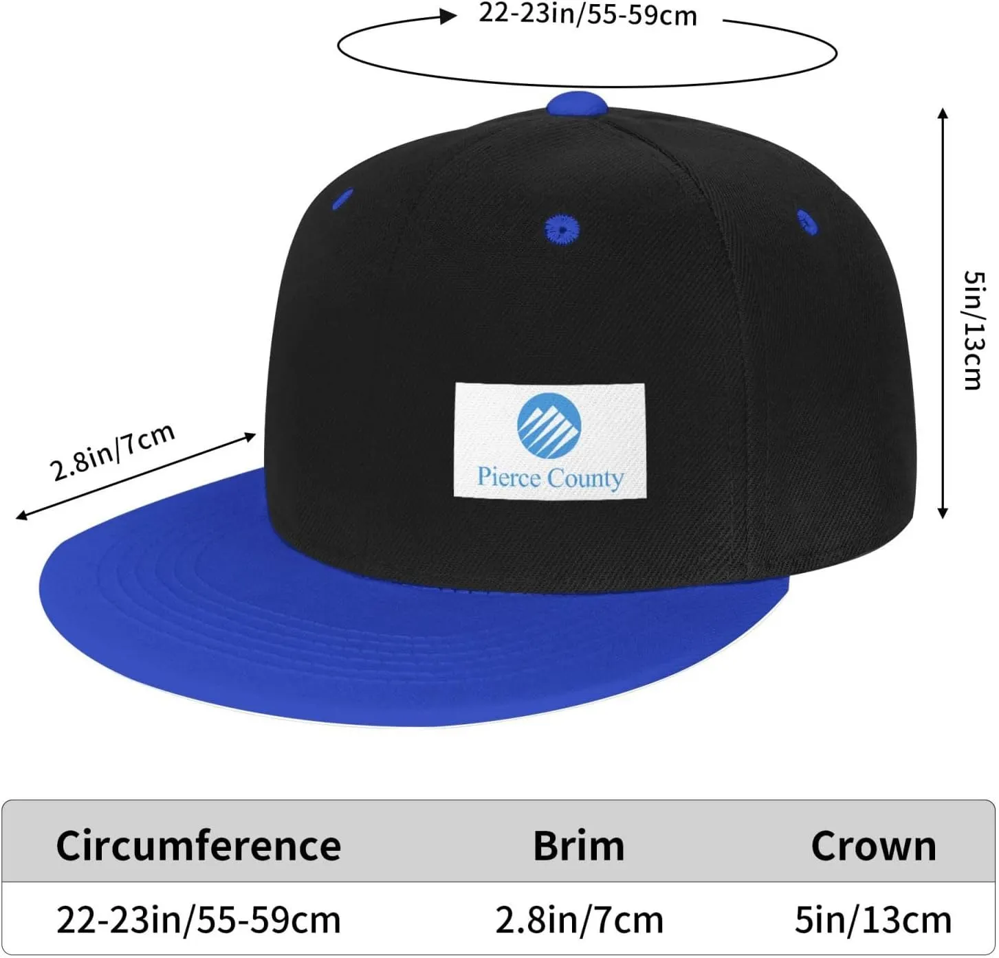 Flag of Pierce County, Washington Snapback Hats for Men Women Hat Baseball Cap Flat Bill Visor White Hat