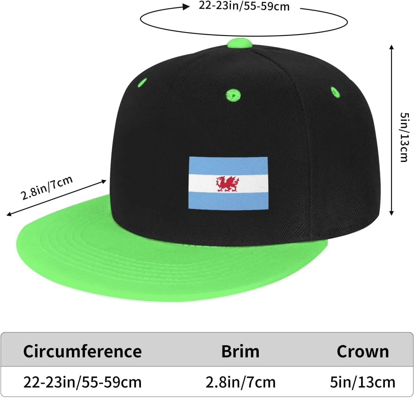Flag of The Welsh Colony in Patagonia Snapback Hats for Men Women Hat Baseball Cap Flat Bill Visor White Hat