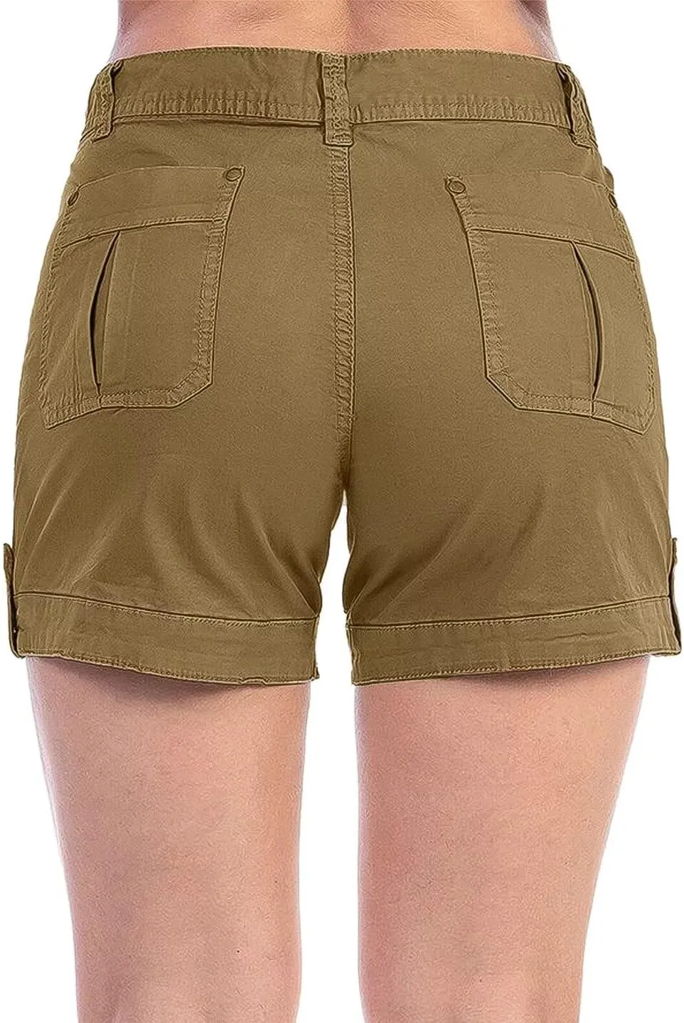 Flamingals Women's Cargo Shorts Mid Waist Trendy Summer Hiking Shorts with Flat Pocket for Women