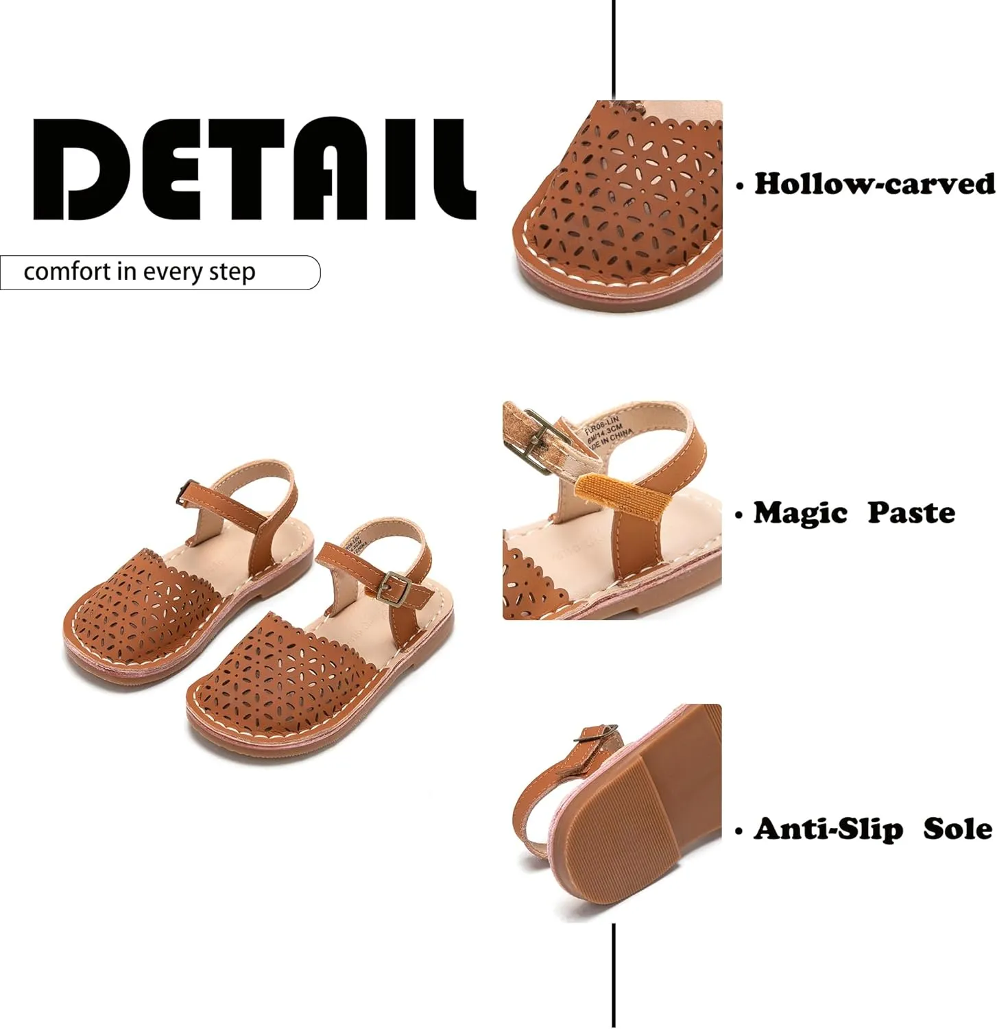 Flaryzone Toddler/Little Kids' Classic Rome Open-Toe Flat Sandals