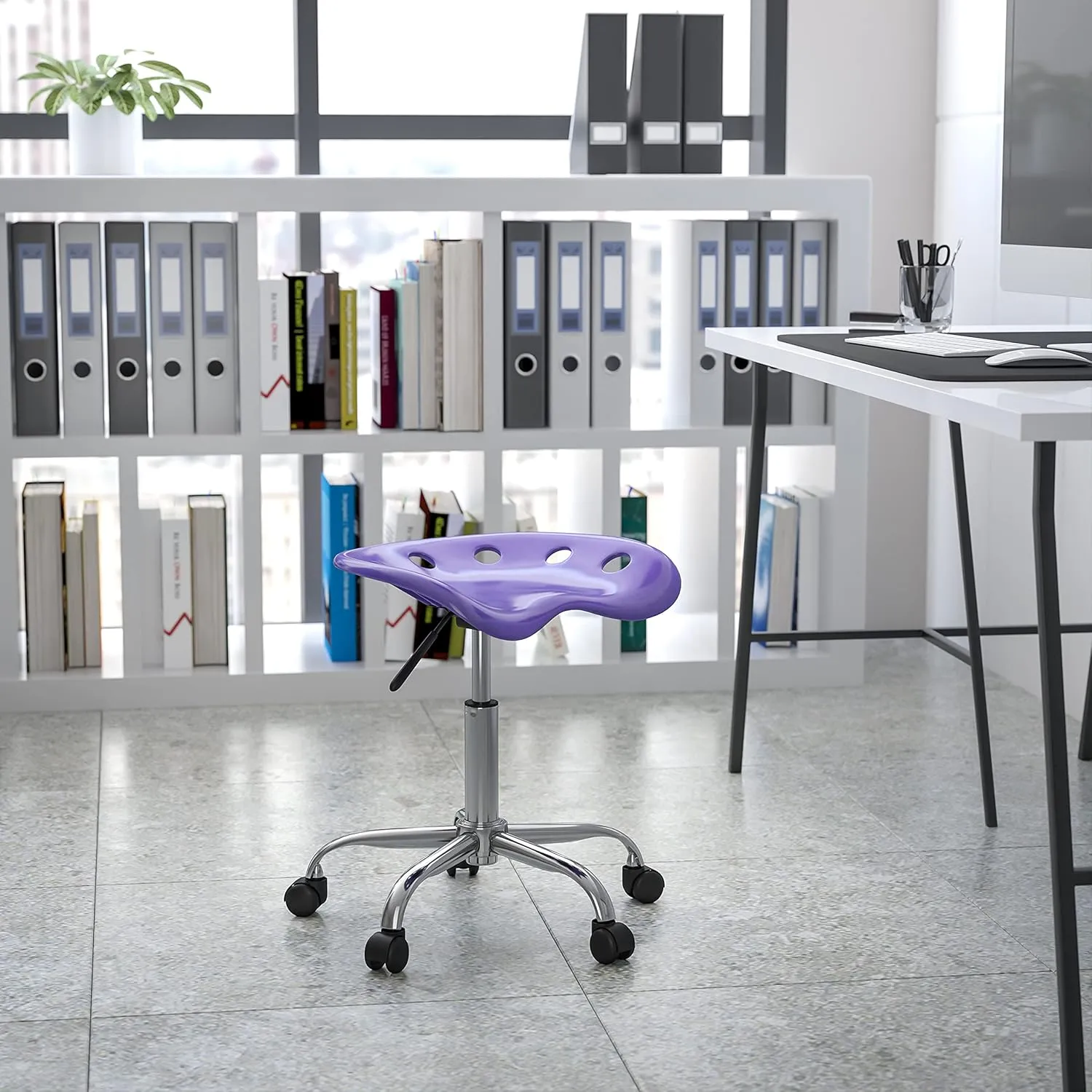 Flash Furniture Taylor Vibrant Violet Swivel Tractor Seat and Chrome Stool with Contoured Comfort Seat