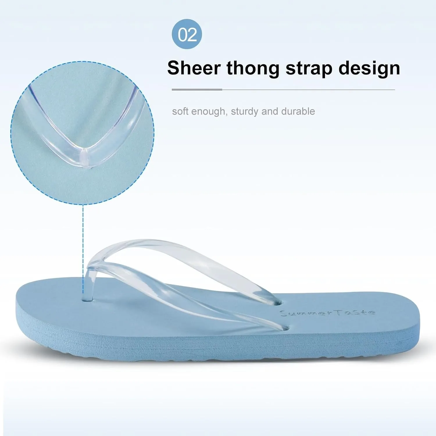 flip flops for women Beach Sandals Premium Rubber Ultra Soft Flip Flops Outdoor Slippers Flip Flops with Clear Laces Casual