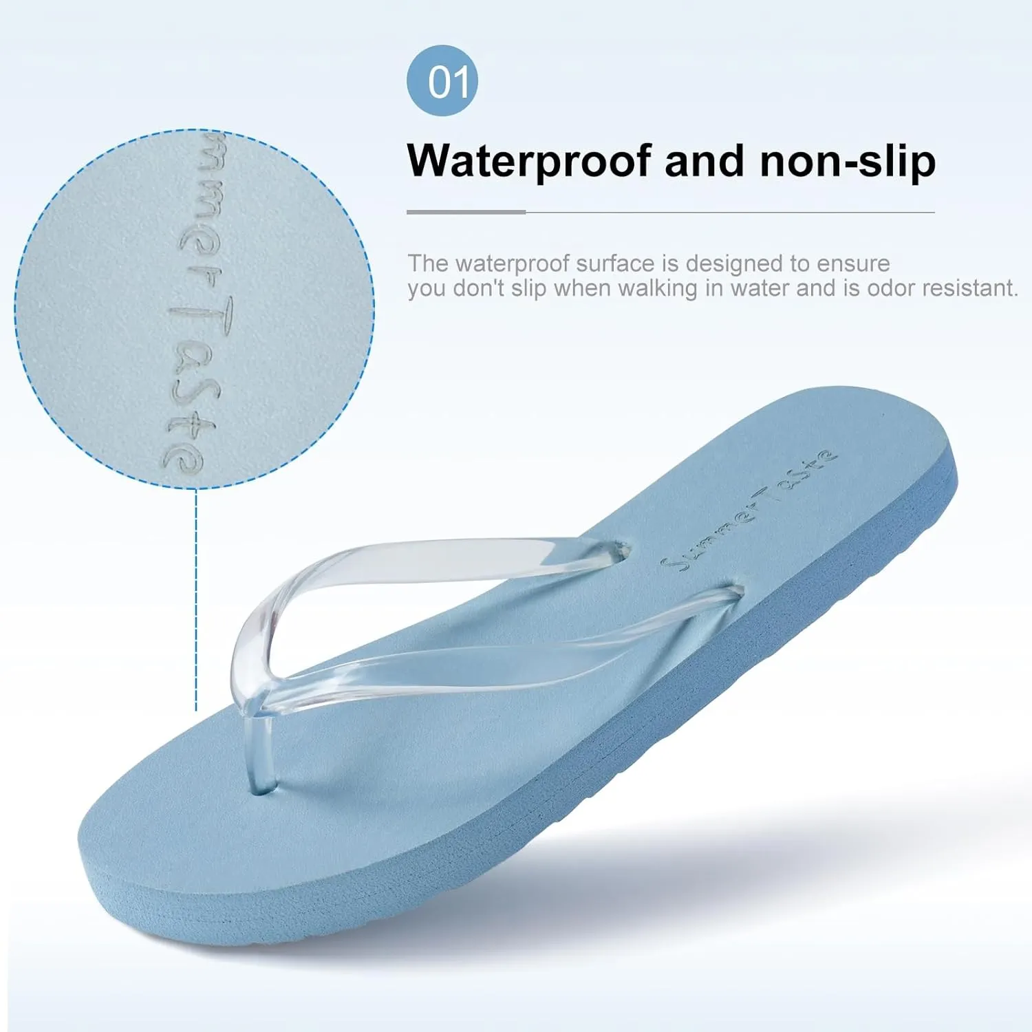flip flops for women Beach Sandals Premium Rubber Ultra Soft Flip Flops Outdoor Slippers Flip Flops with Clear Laces Casual