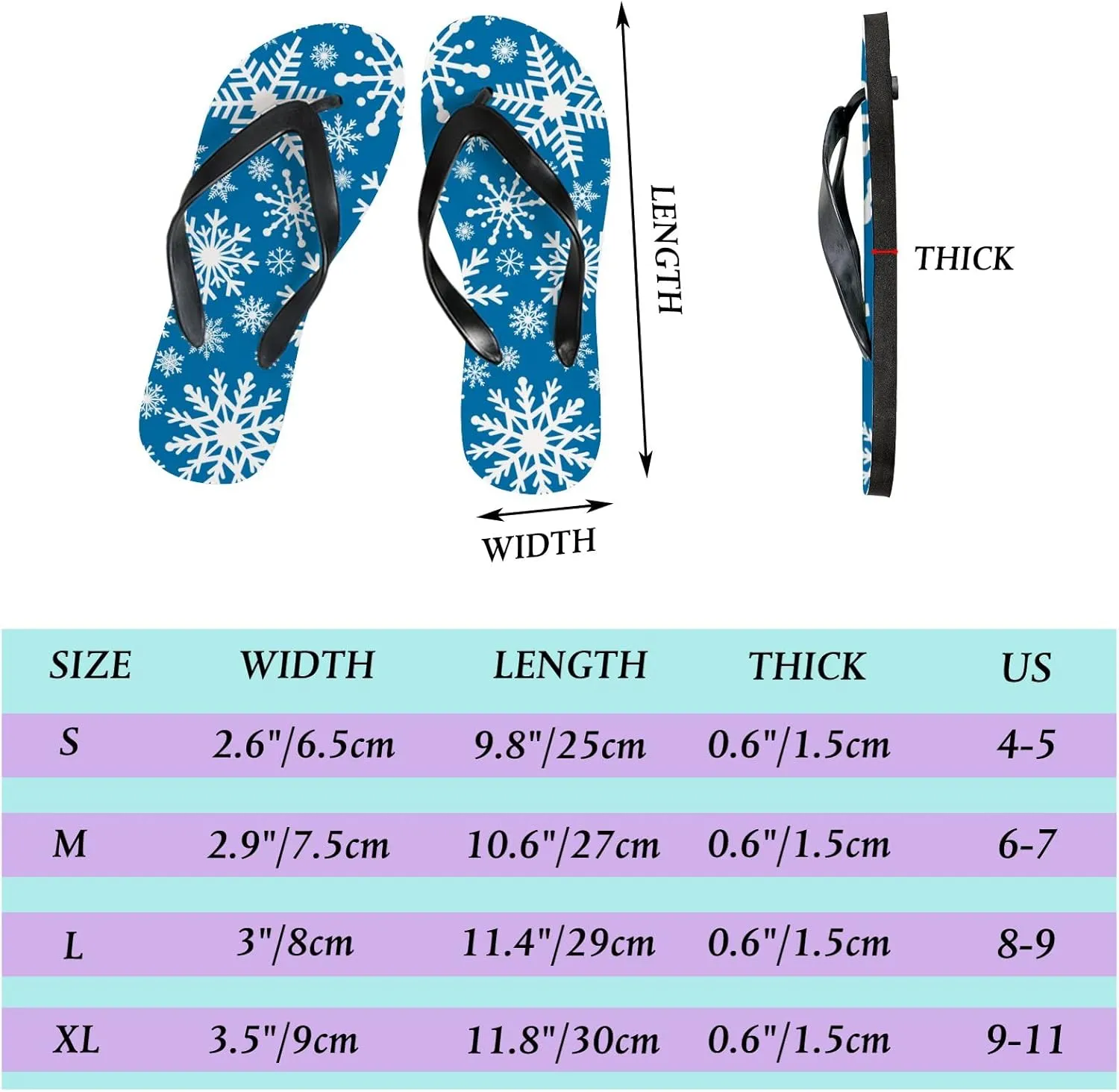 Flip Flops for Women Girls White Blue Glitter Snowflakes Summer Casual Thong Slippers Slide Flat Sandals for Beach
