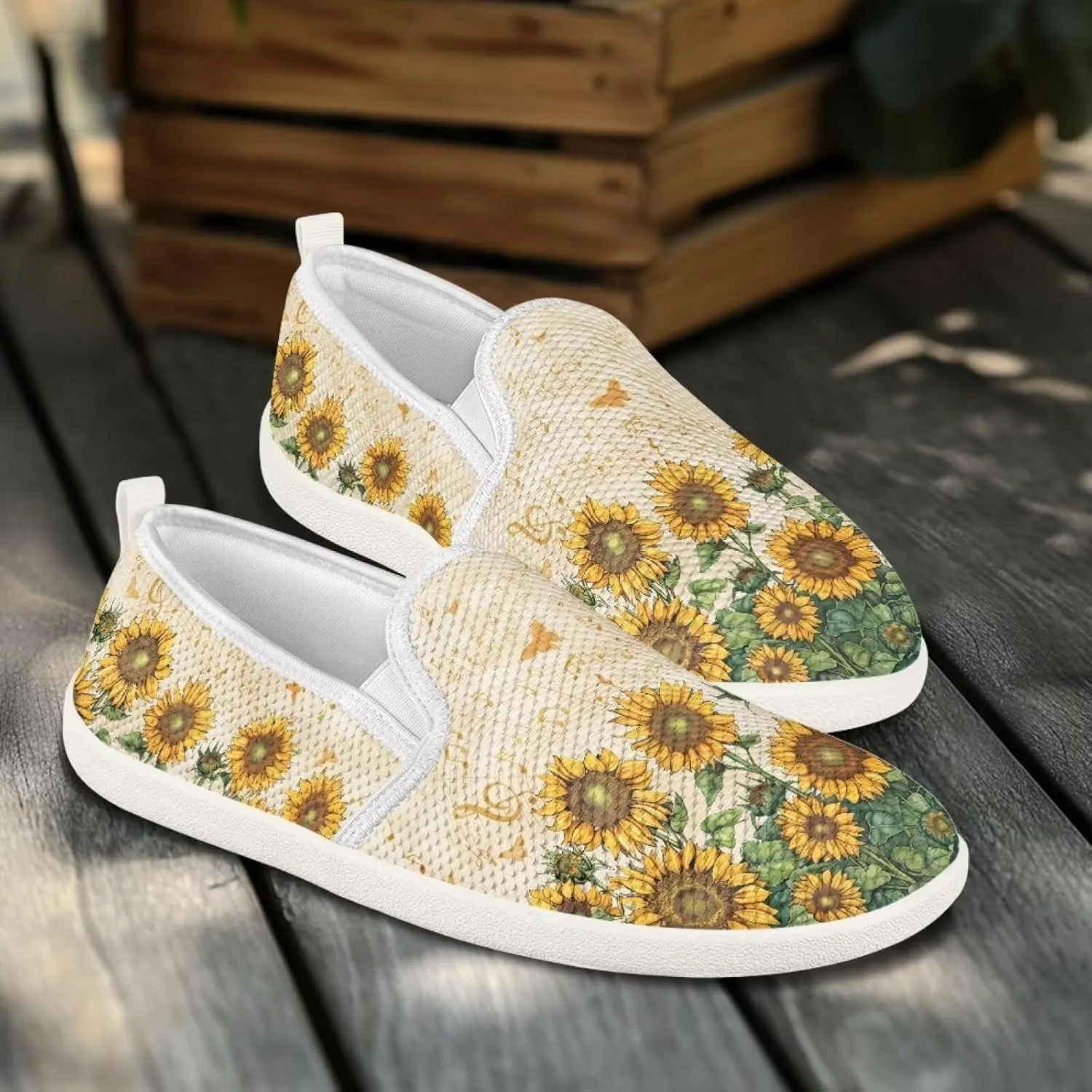 Flower Pattern Flat Mesh Shoes | Slip-Resistant Work Shoes & Tennis Shoes | Comfortable & Stylish Shoes for Women