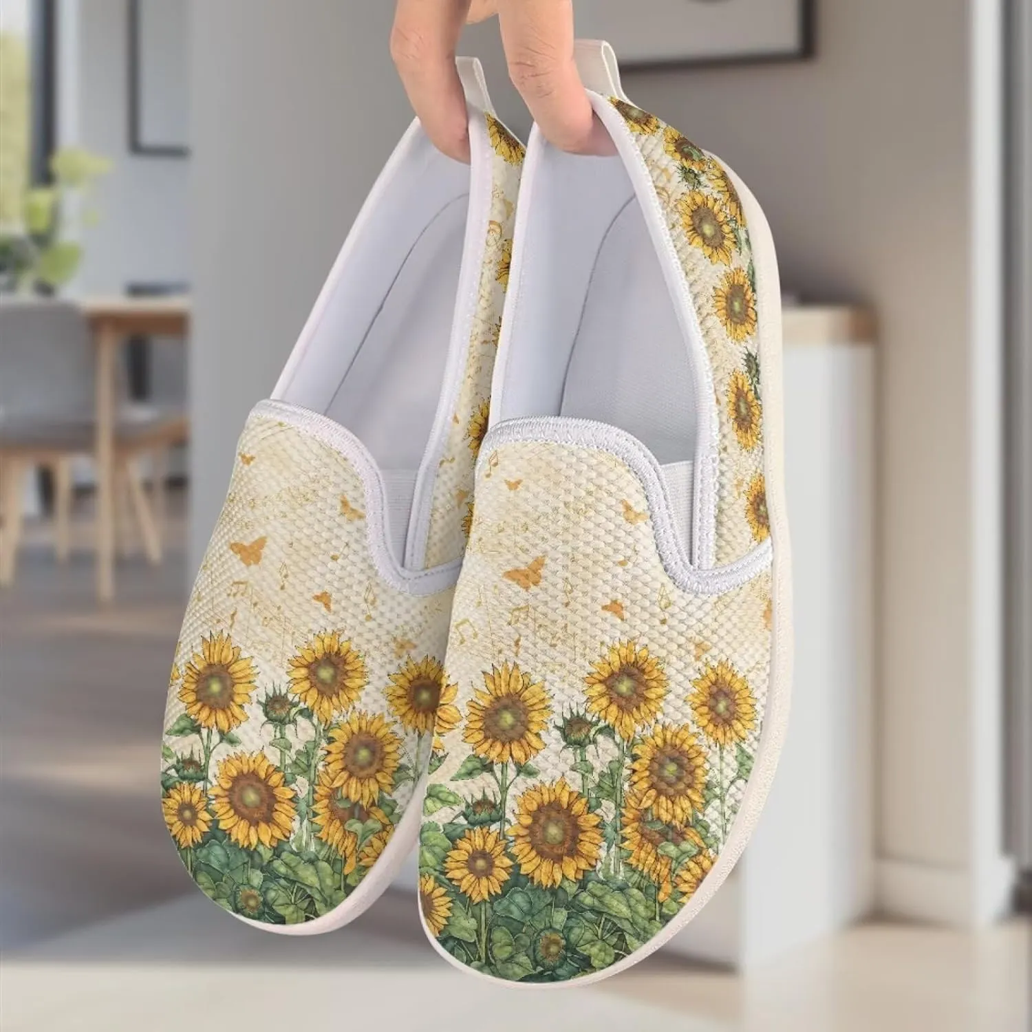 Flower Pattern Flat Mesh Shoes | Slip-Resistant Work Shoes & Tennis Shoes | Comfortable & Stylish Shoes for Women
