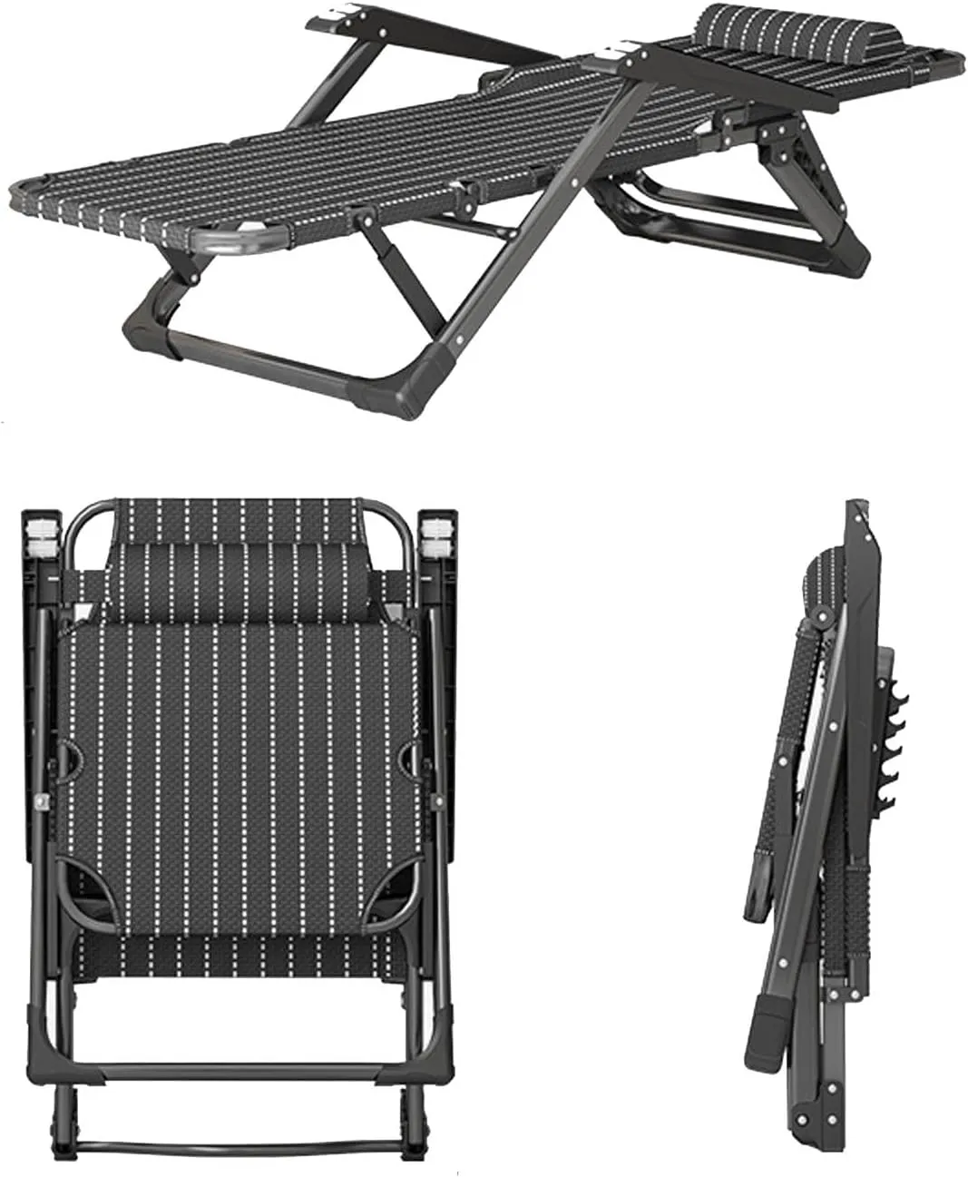Folding Camping Cot with massage armrests, Reclining Chaise, Five-position backrest adjustment,10-position adjustable front legs, Sleeping Cots Bed, Heavy Duty Guest Bed for Tent Outdoor Hiking Travel