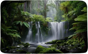 Forest Waterfall Bath Mat Tropical Jungle Nature Green Plant Spring Summer Scenery Bathroom Bath Rugs Microfiber Memory Foam(24x36 Inch)