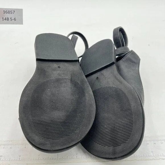 FOWT Black Split Round Toe Sandals Lace up Strappy Soft Flip Flop Casual Flats