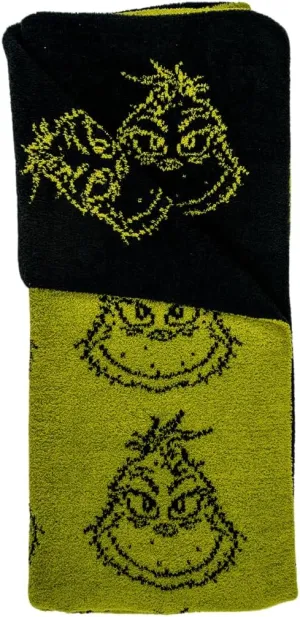 Franco Dr. Seuss Grinch Holiday & Christmas Bedding Soft Cozy Chic Dreams Feather Knit Intarsia Throw Blanket, 50 in x 60 in, (Officially Licensed Product) Collectibles
