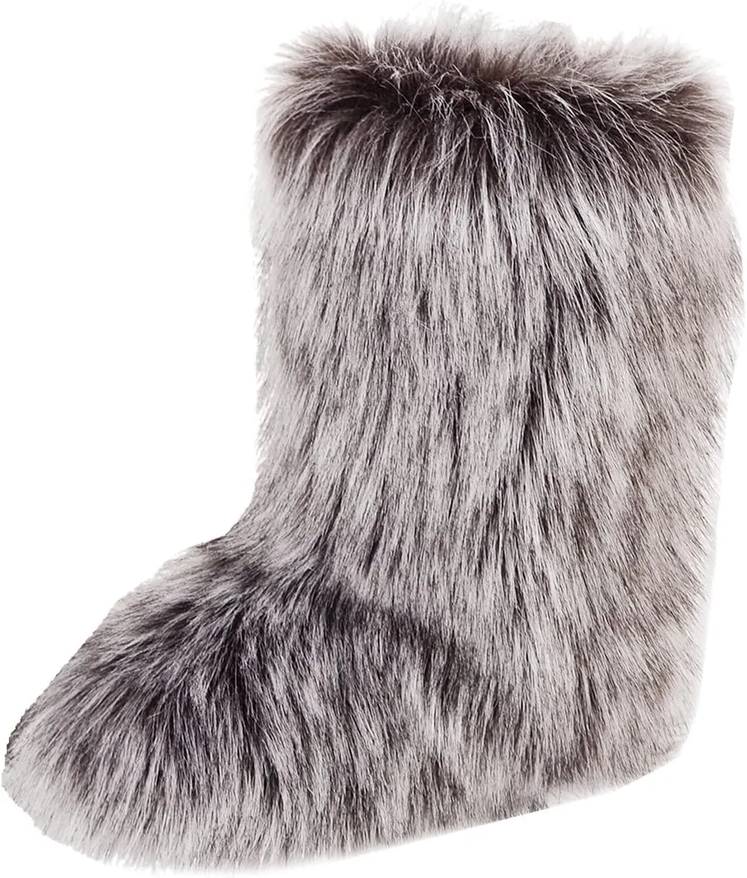 Gegefur Women's Faux fur Boot Furry Fluffy Short Snow Boot Mid-Calf Boots Warm Comfortable Outdoor Flat Shoes