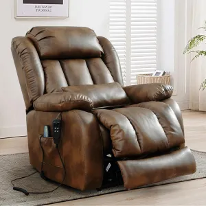 Genuine Leather Power Lift Recliner Chair Massage Adjustable for Elderly Dual Motor Lift Sofa Infinite Reclining Chair High Back Living Room Theater Seating