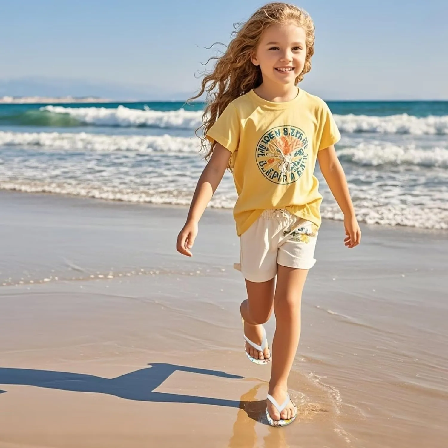 Girls Horse Print Kids Flip Flops Sandals Summer Water Shoes Quick Dry Causal Thong Sandals for Beach Pool Swim