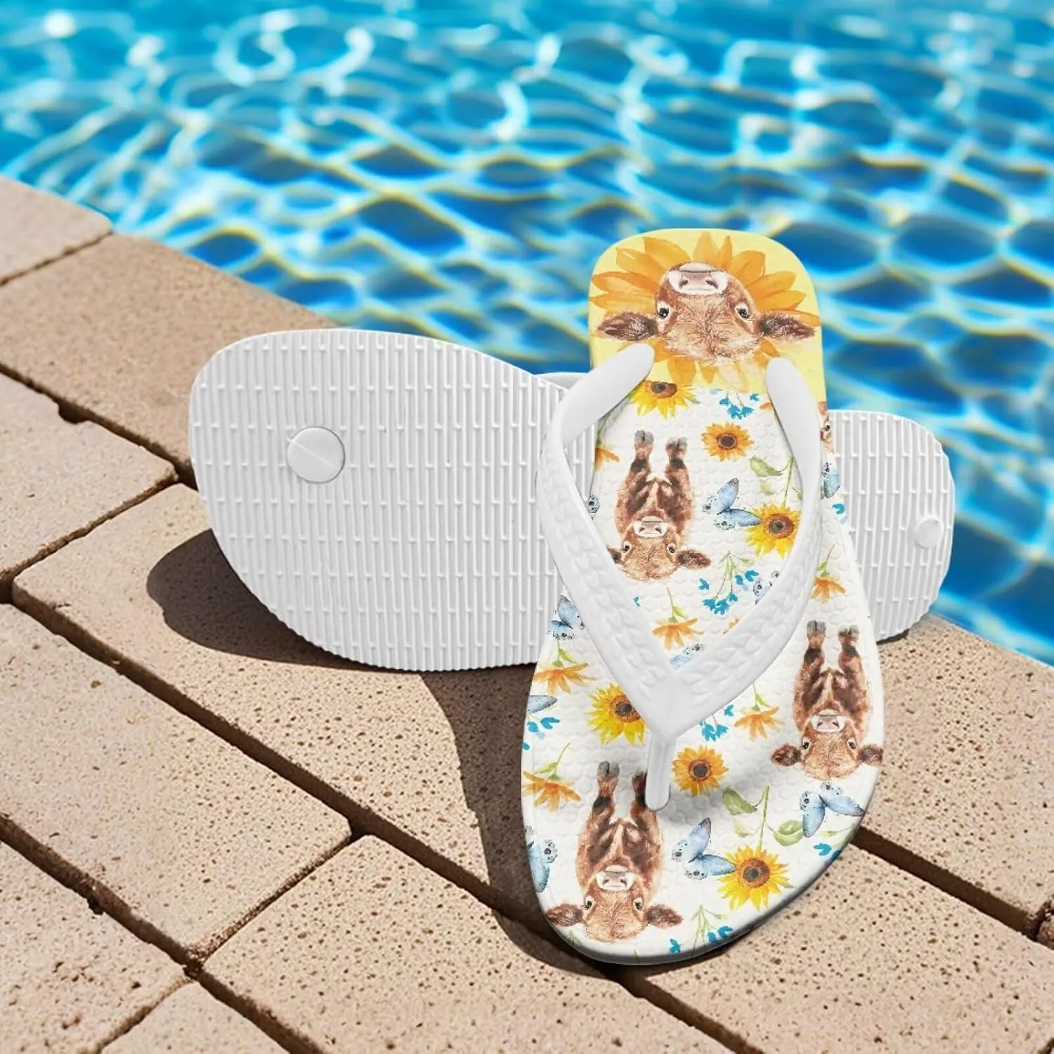 Girls Horse Print Kids Flip Flops Sandals Summer Water Shoes Quick Dry Causal Thong Sandals for Beach Pool Swim
