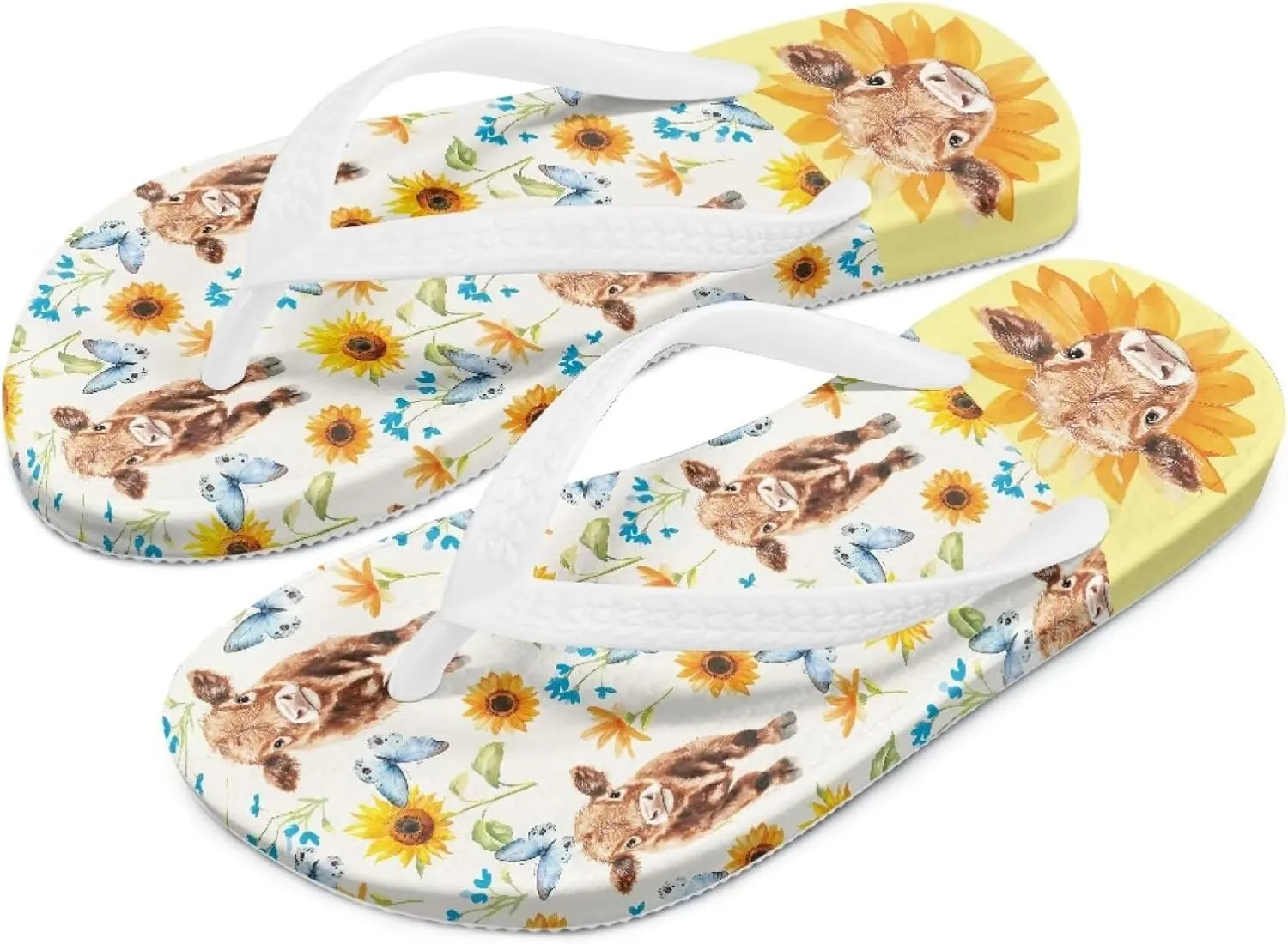 Girls Horse Print Kids Flip Flops Sandals Summer Water Shoes Quick Dry Causal Thong Sandals for Beach Pool Swim