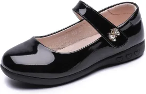Girls Mary Jane Strap School Uniform Dress Flat Ballet Shoes
