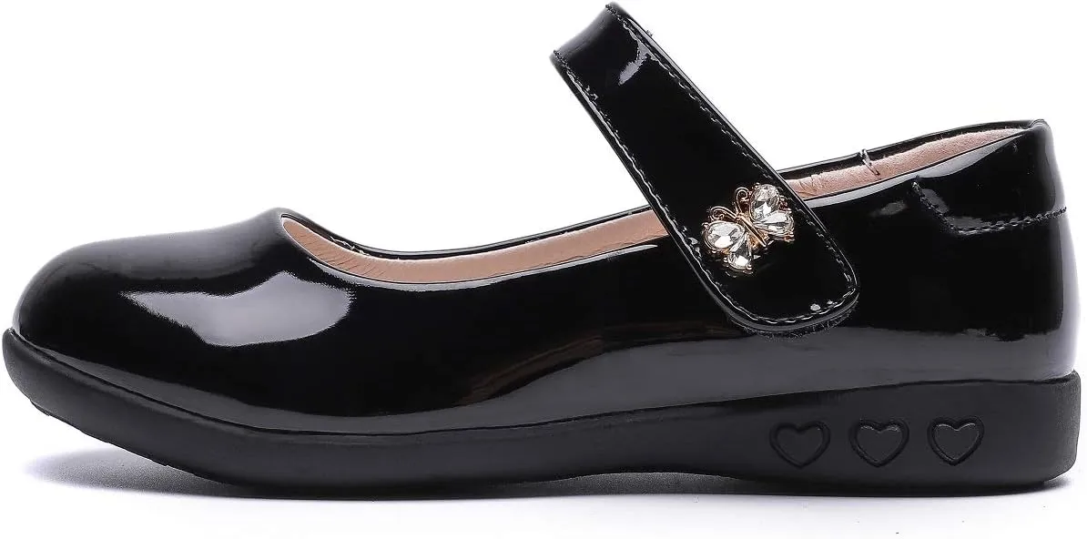 Girls Mary Jane Strap School Uniform Dress Flat Ballet Shoes