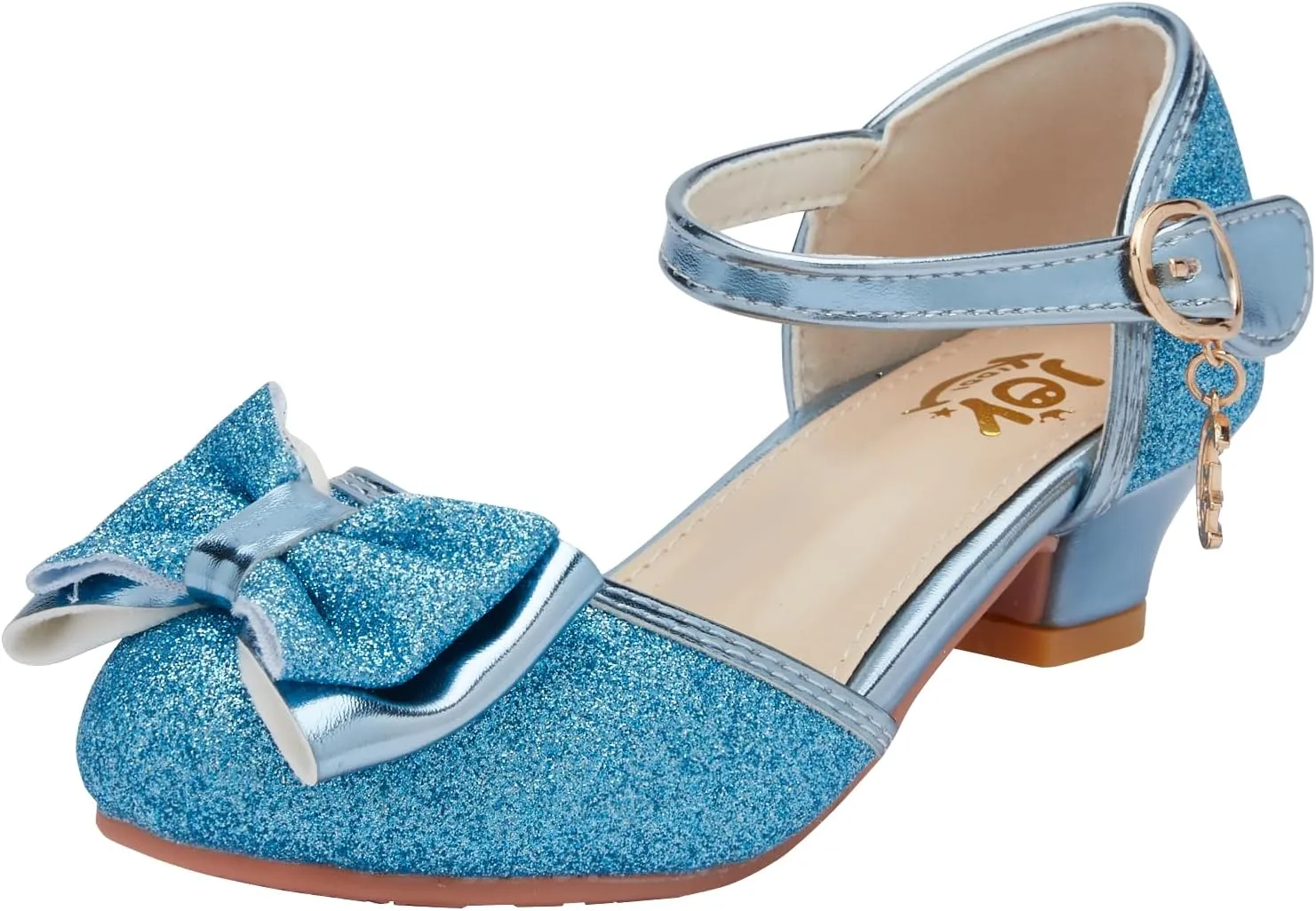 Glitter Girl Dress Shoes Fancy Princess Costume Shoes for Toddler Little Kid Round Toe Pretty Dressy Shoes with Charms Bow,1.2" Low Heel for Wedding Party