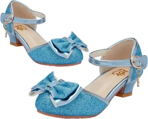 Glitter Girl Dress Shoes Fancy Princess Costume Shoes for Toddler Little Kid Round Toe Pretty Dressy Shoes with Charms Bow,1.2" Low Heel for Wedding Party